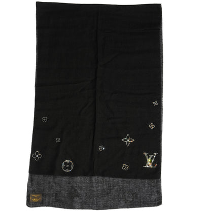 Louis Vuitton Cashmere Swarovski Crystal Monte Carlo Stole Black 2 of 4