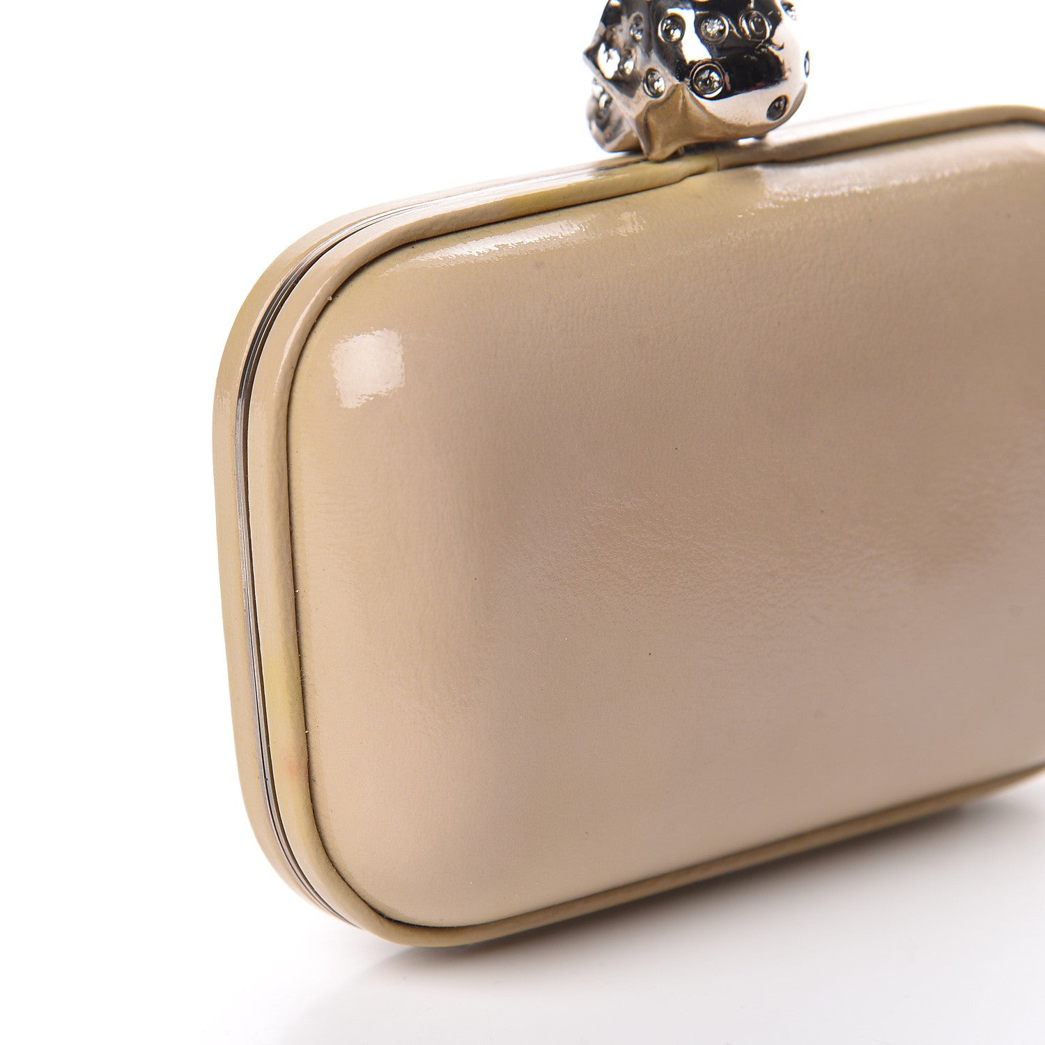 Alexander McQueen Patent Calfskin Skull Box Clutch Beige 13 of 14