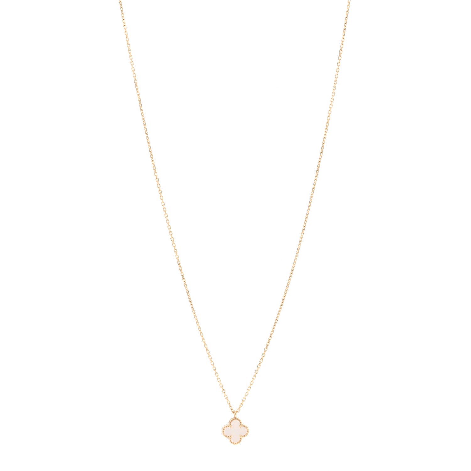 Van Cleef & Arpels 18K Yellow Gold Mother of Pearl Sweet Alhambra Pendant Necklace 1 of 5