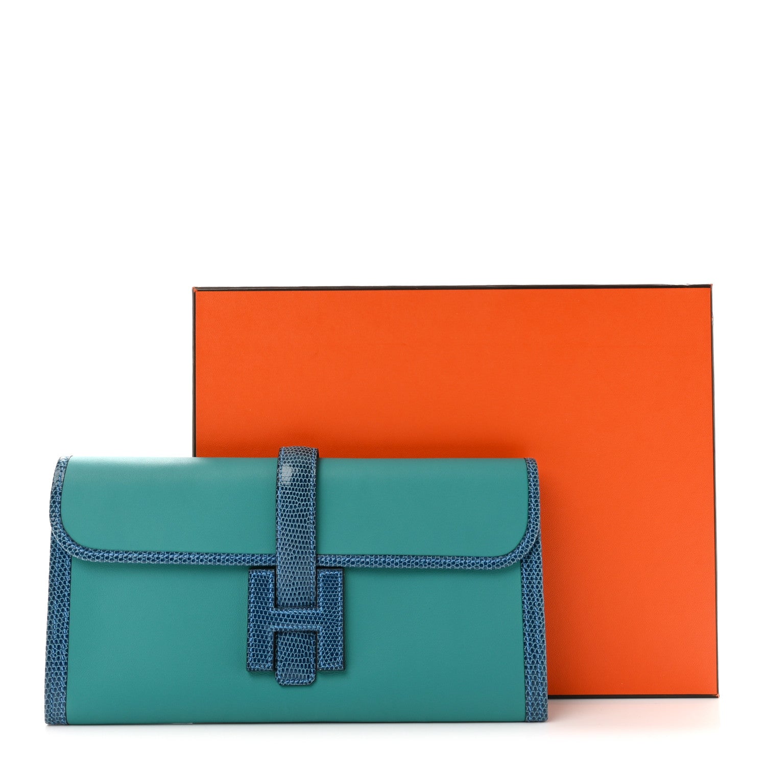 Hermes Swift Lizard Jige Elan Touch 29 Clutch Bleu Paon Mykonos 8 of 8