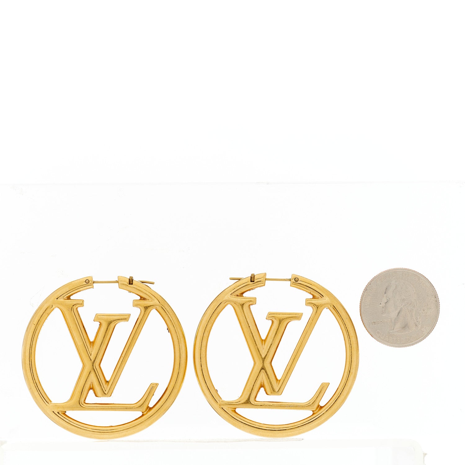 Louis Vuitton Metal Louise Hoop Earrings Gold 2 of 5