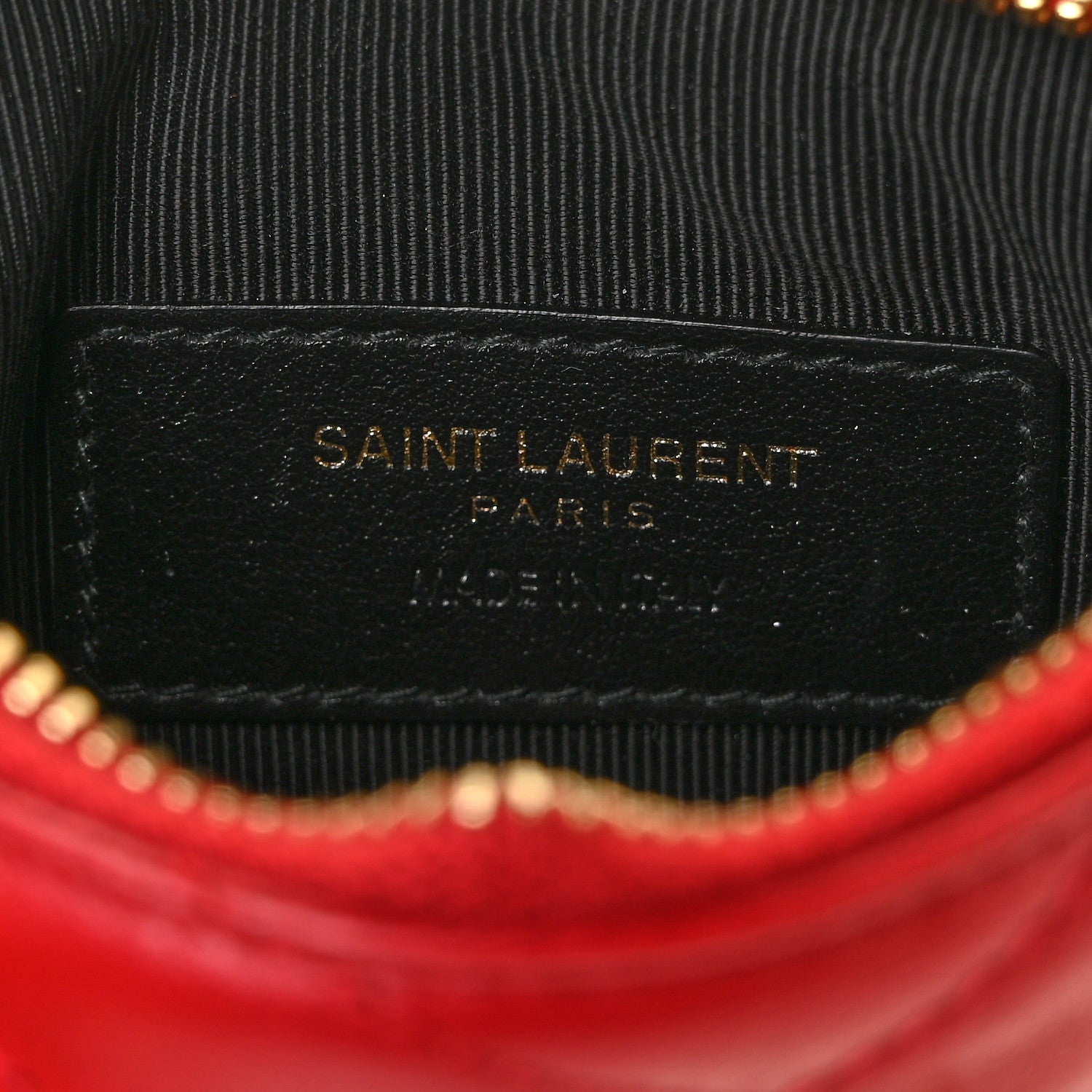 Saint Laurent Calfskin Matelasse Monogram Key Pouch Rouge Eros 6 of 8