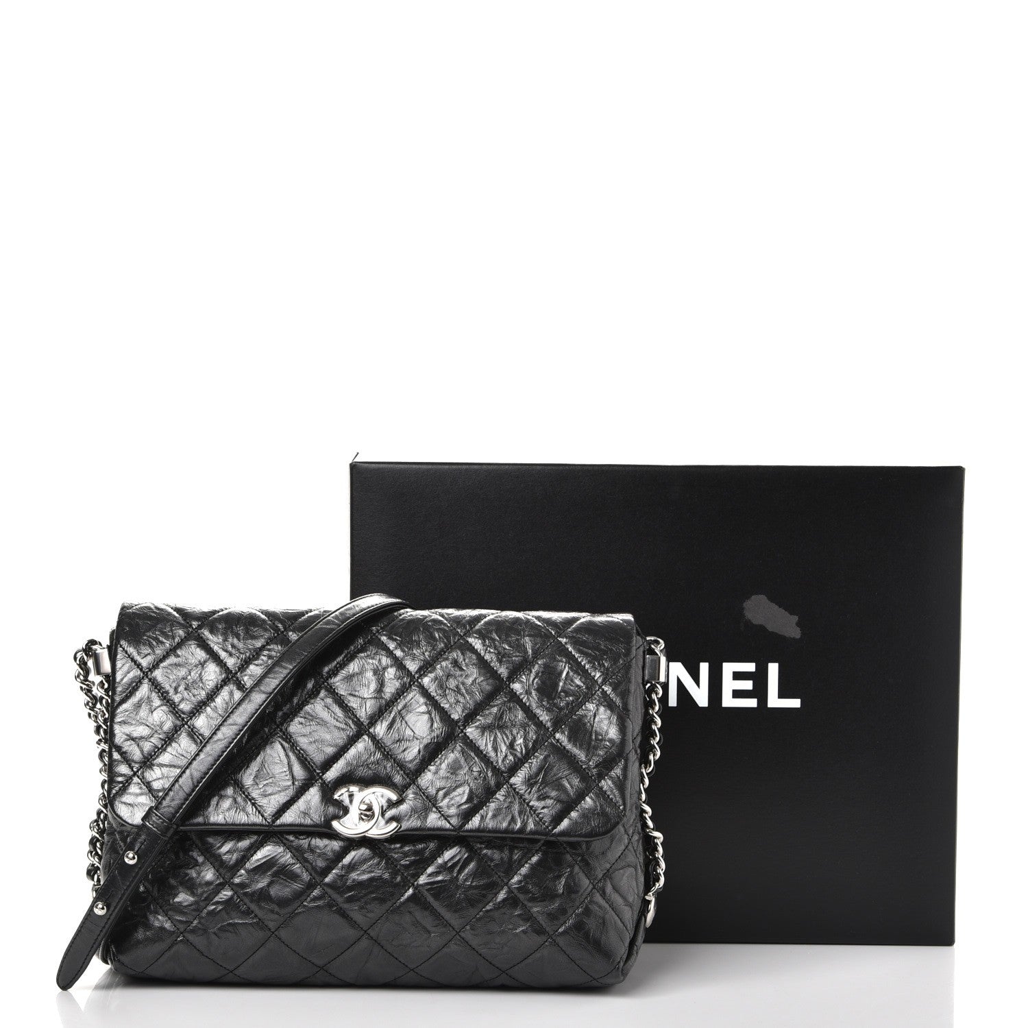 Chanel Crackled Aged Calfskin Big Bang Flap Black 8 of 8