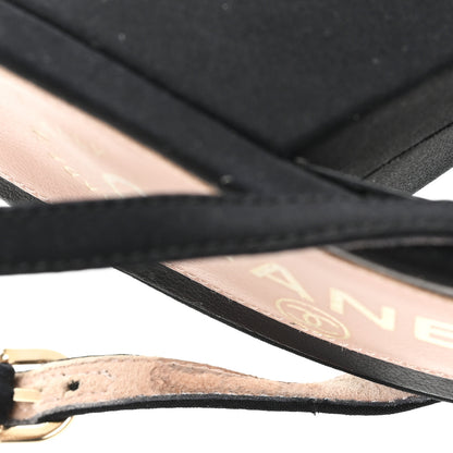 Chanel Satin Camelia Block Heels Sandals 37.5 Black 11 of 11