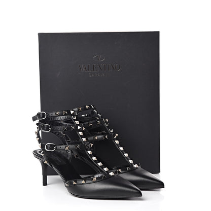Valentino Garavani Nappa Rockstud Ankle Strap Low Heel Pumps 38.5 Black 8 of 8
