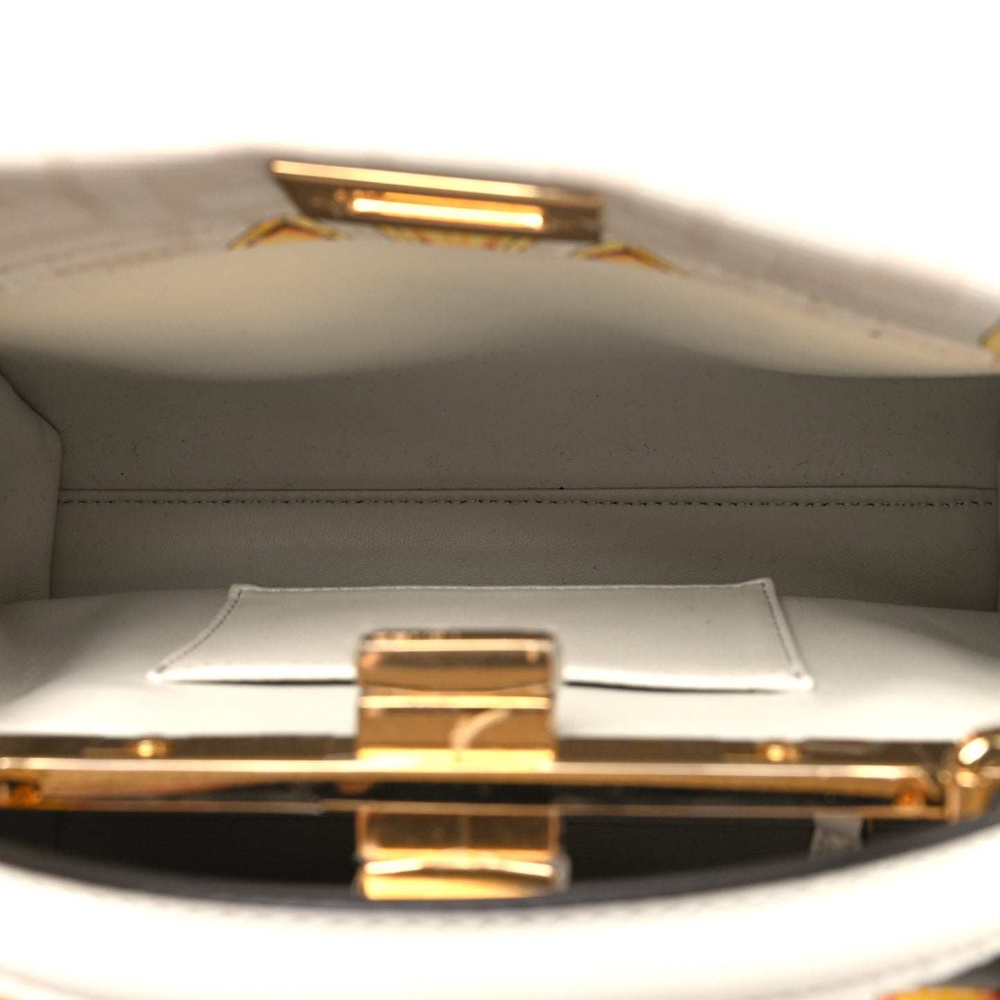 X VERSACE Vitello Seta Nappa Fendace FF Baroque Mini Peekaboo Iconic Satchel White Ice Gold