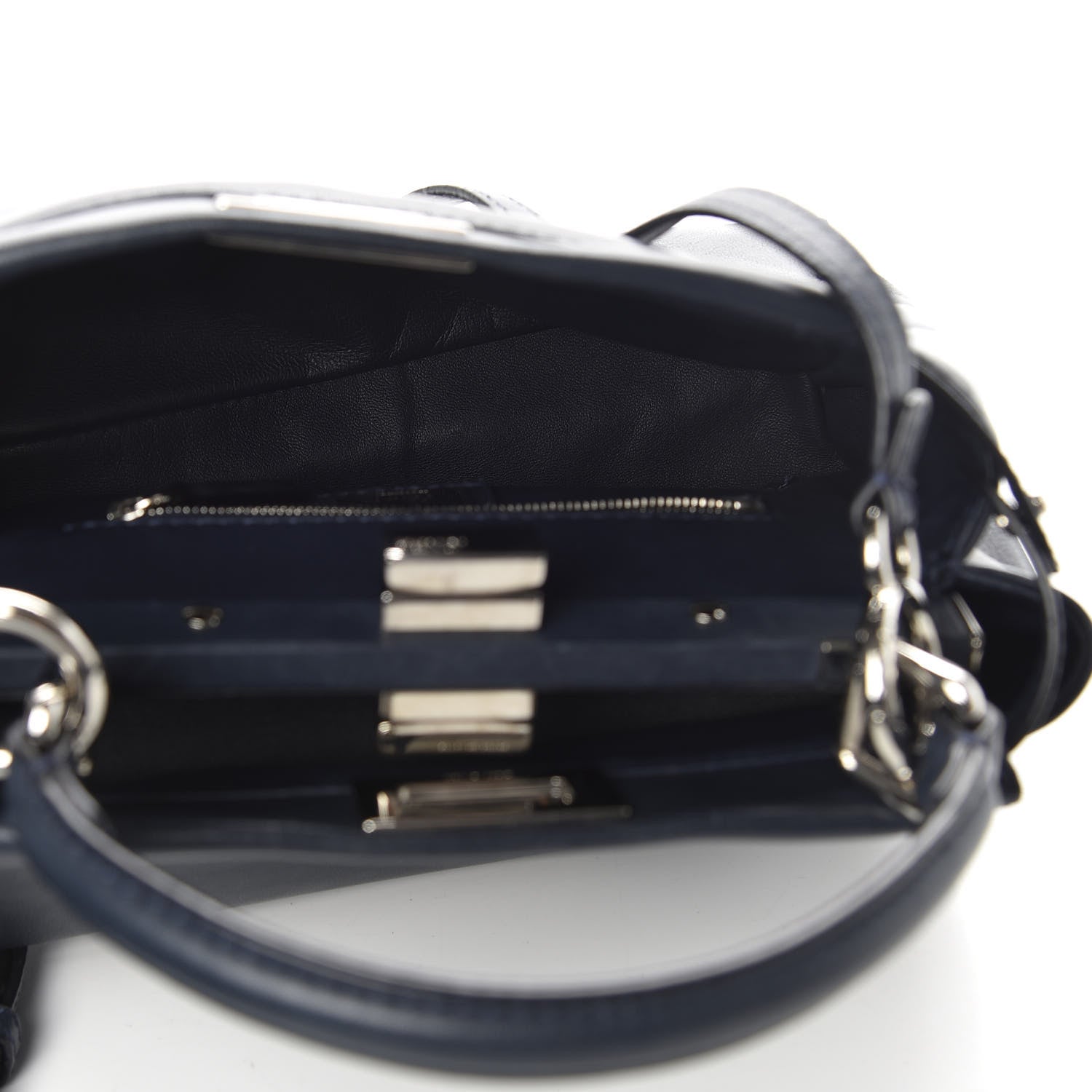 Fendi Nappa Mini Peekaboo Iconic Satchel Dark Blue 5 of 10