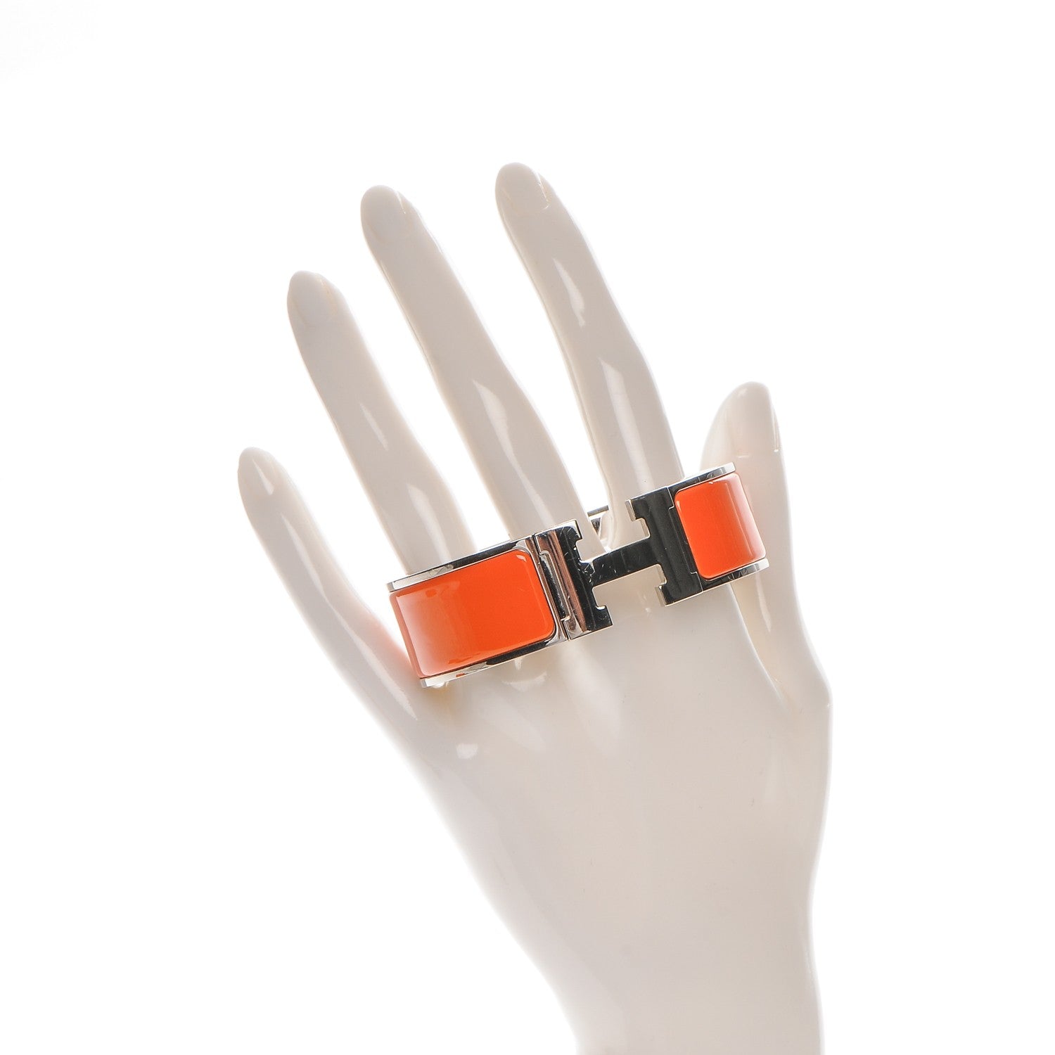 Hermes Enamel Wide Clic Clac H Bracelet GM Orange 2 of 5