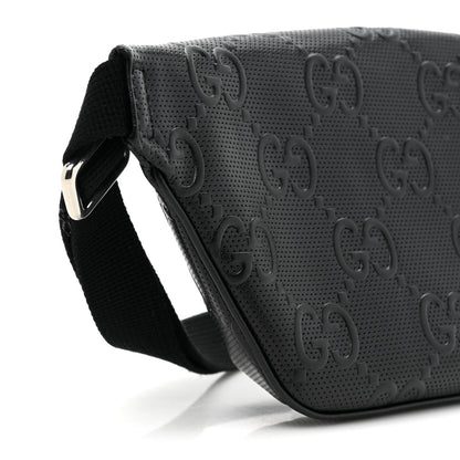 Gucci Calfskin GG Tennis Embossed Belt Bag Black 11 of 12