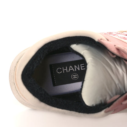 Chanel Nylon Lambskin Suede Calfskin CC Sneakers 37 Pink White Black 6 of 7