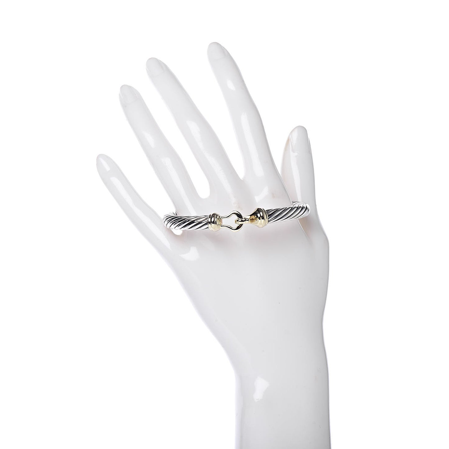 Sterling Silver 14K Yellow Gold 7mm Cable Classic Buckle Bracelet