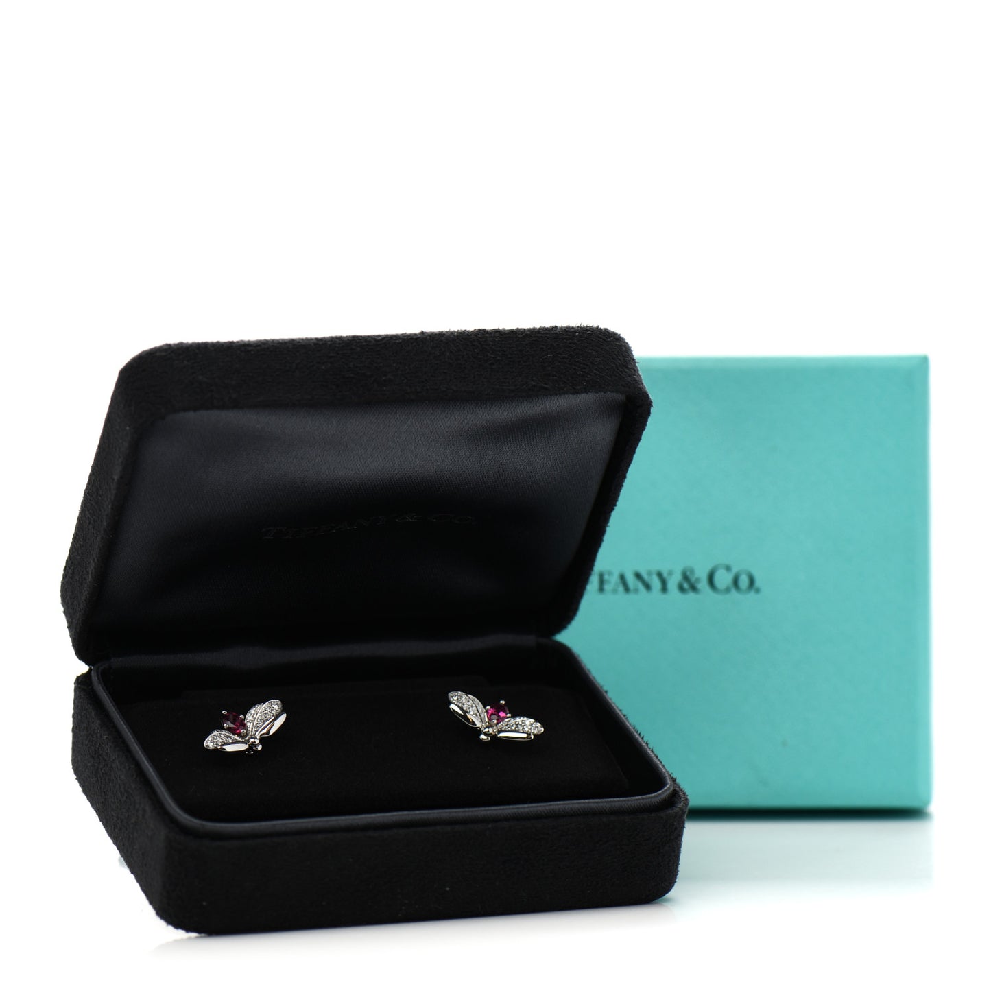 Platinum Diamond Rubellite Paper Flowers Firefly Earrings