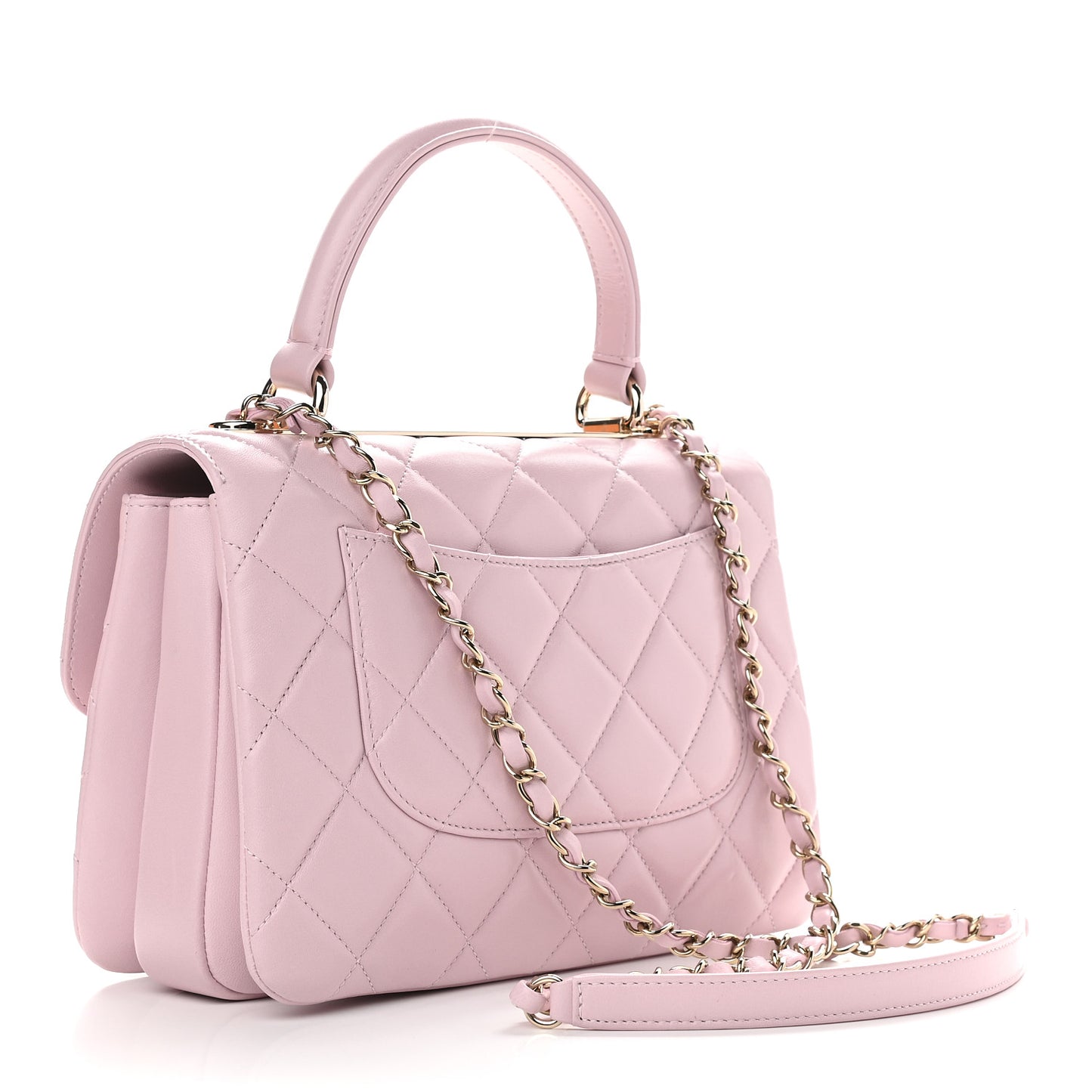 Lambskin Quilted Small Trendy CC Flap Dual Handle Bag Light Pink