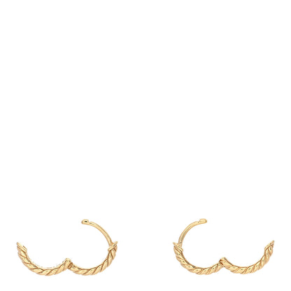 David Yurman 18K Yellow Gold Sculpted Cable Micro Huggie Hoop Earrings 3 of 4