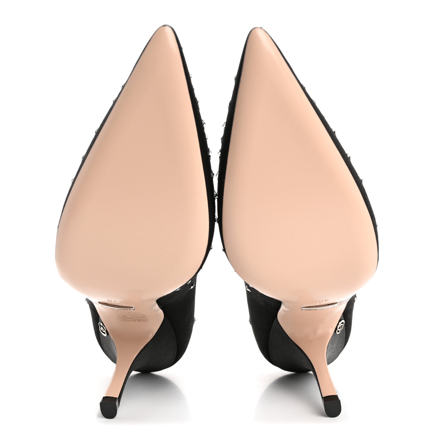 Silk Satin Star Studded Pumps 40 Black