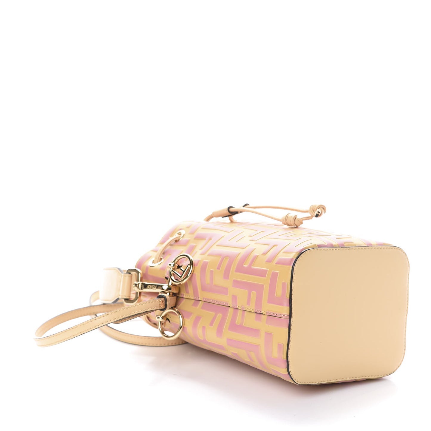 Vitello Liberty F is Fendi Bi-Color FF 1974 Embossed Mini Mon Tresor Bucket Bag Savana Lollypop