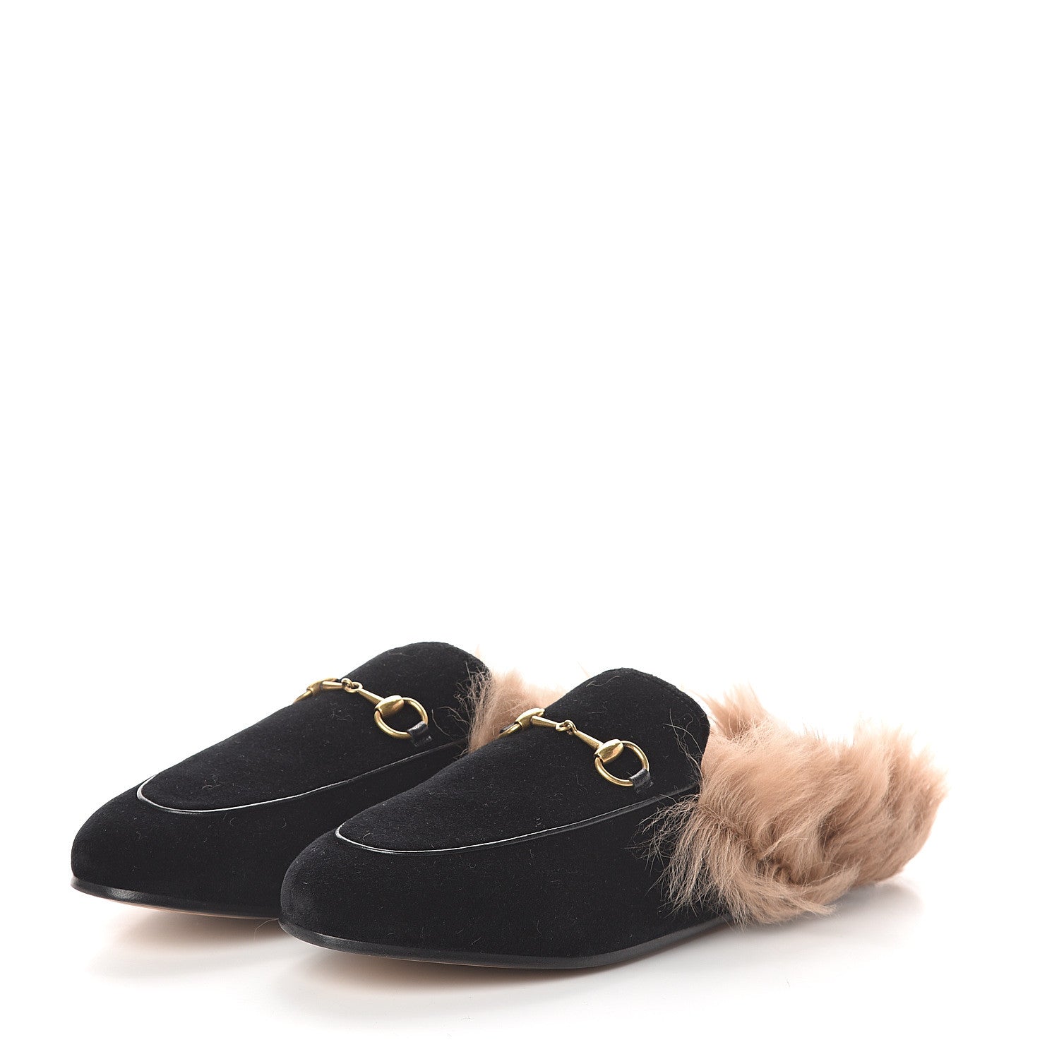 Gucci Velvet Fur Womens Princetown Slippers 39 Black 3 of 7