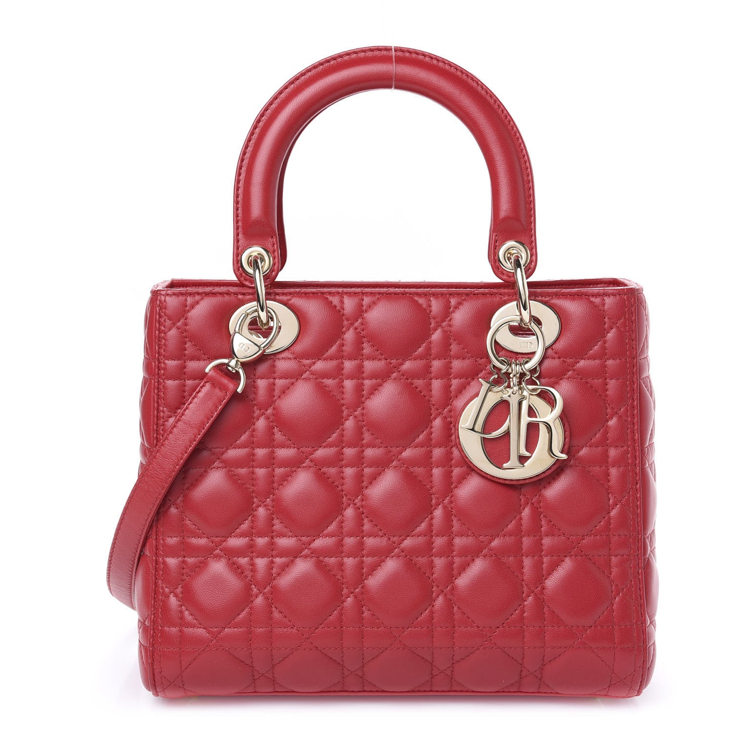 Lambskin Cannage Medium Lady Dior Red