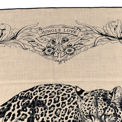 Hermes Cashmere Silk Jungle Love Tattoo Shawl 140 Natural Bleu Black 3 of 6