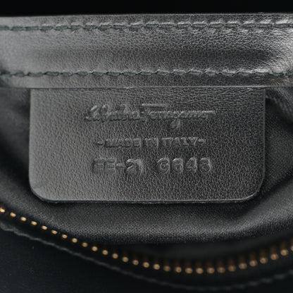 Salvatore Ferragamo Calfskin Suede Patchwork Double Handle Small Amy Tote Black 7 of 11