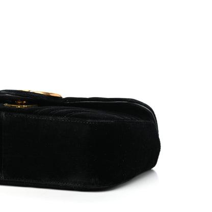 Gucci Velvet Matelasse Mini GG Marmont Shoulder Bag Black 10 of 11