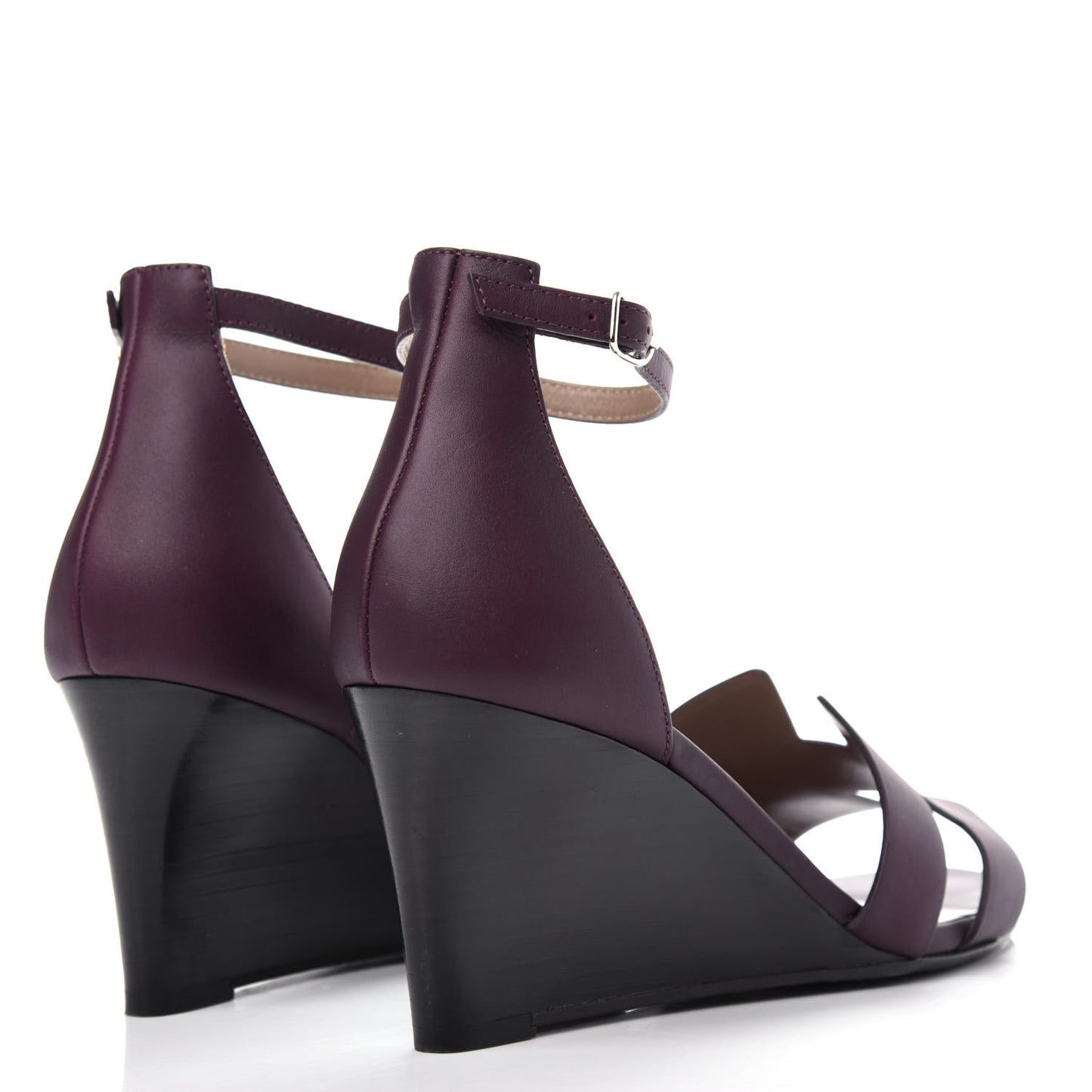 Calfskin Legend Wedge Sandals 39 Cassis