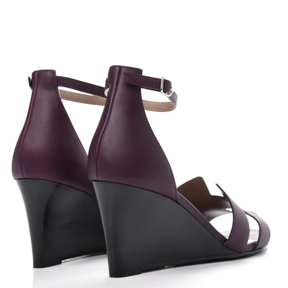 Hermes Calfskin Legend Wedge Sandals 39 Cassis 4 of 10