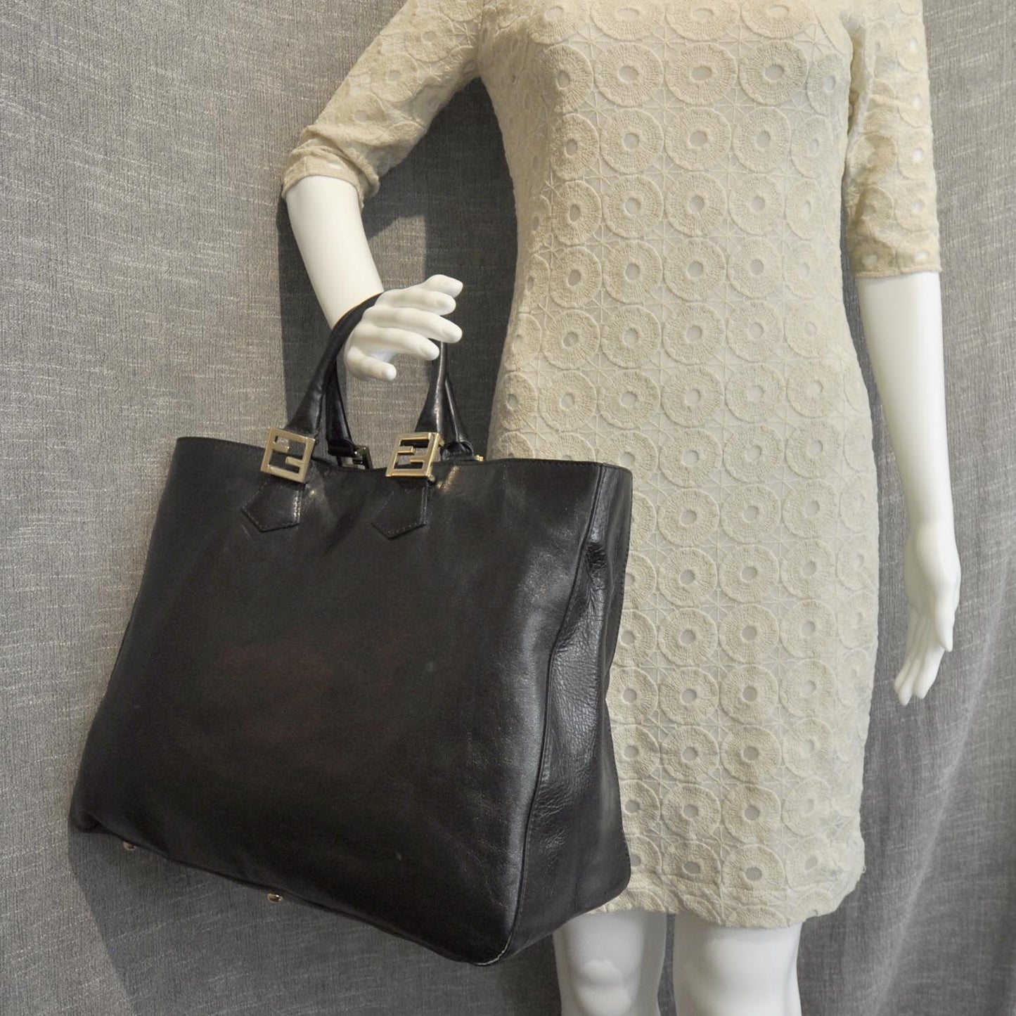 Leather Twins Tote Black