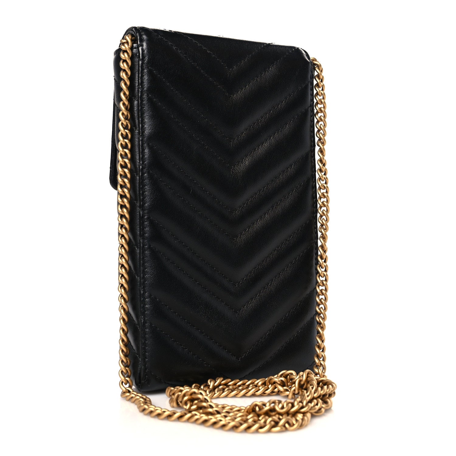 Gucci Calfskin Matelasse Mini GG Marmont Crossbody Bag Black 3 of 9