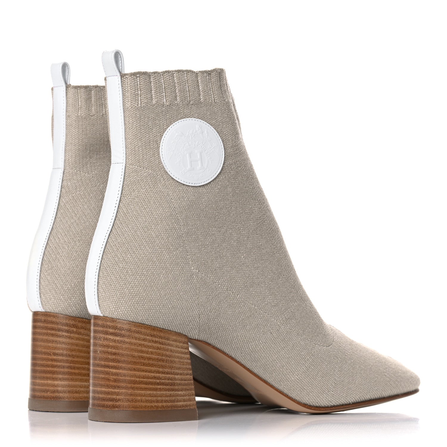 Hermes Knit Calfskin Volver 60 Ankle Boots 38 Nocciola 4 of 9