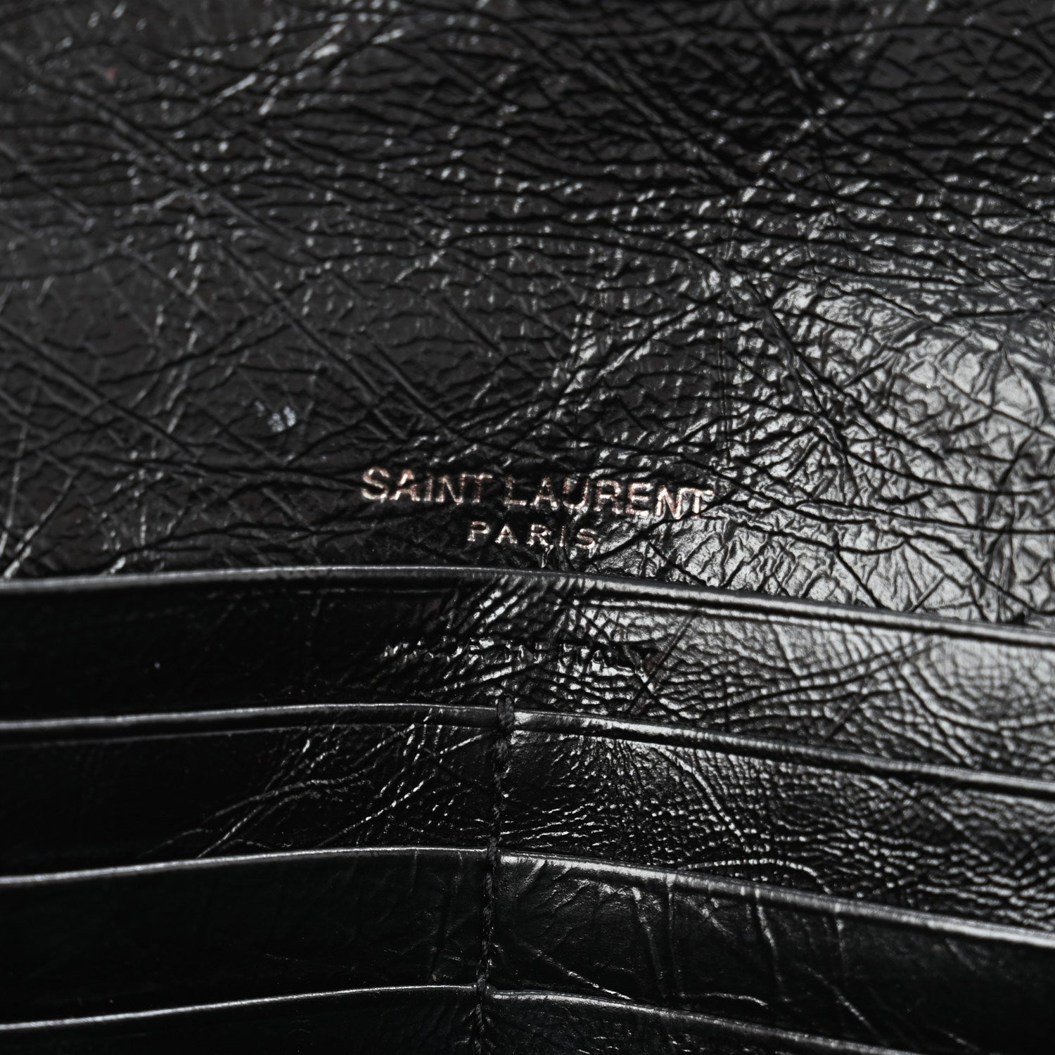 Saint Laurent Crinkled Calfskin Matelasse Monogram Niki Wallet Black 6 of 10