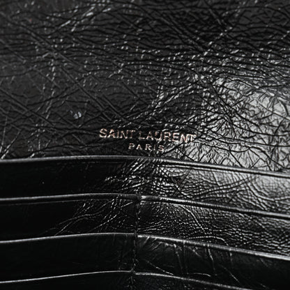 Saint Laurent Crinkled Calfskin Matelasse Monogram Niki Wallet Black 6 of 10