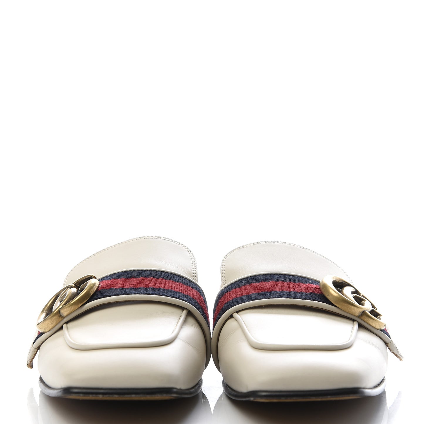 Calfskin Web Womens Peyton GG Slippers 35 Mystic White