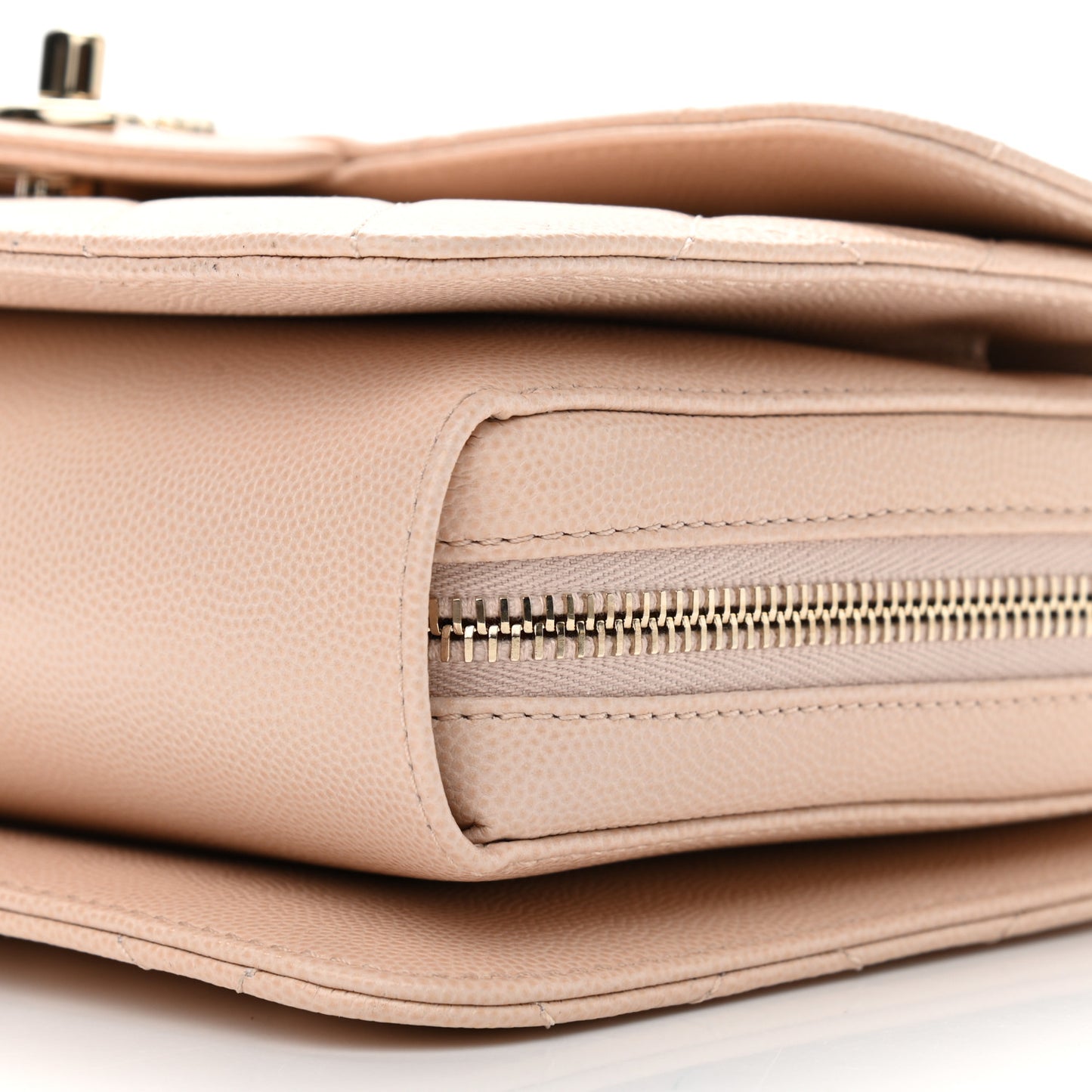 Caviar Quilted Large Like A Wallet Flap Light Beige
