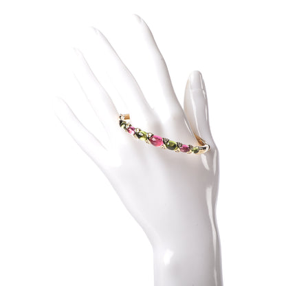 Tiffany 18K Yellow Gold Tourmaline Peridot Diamond Bangle Bracelet 2 of 4