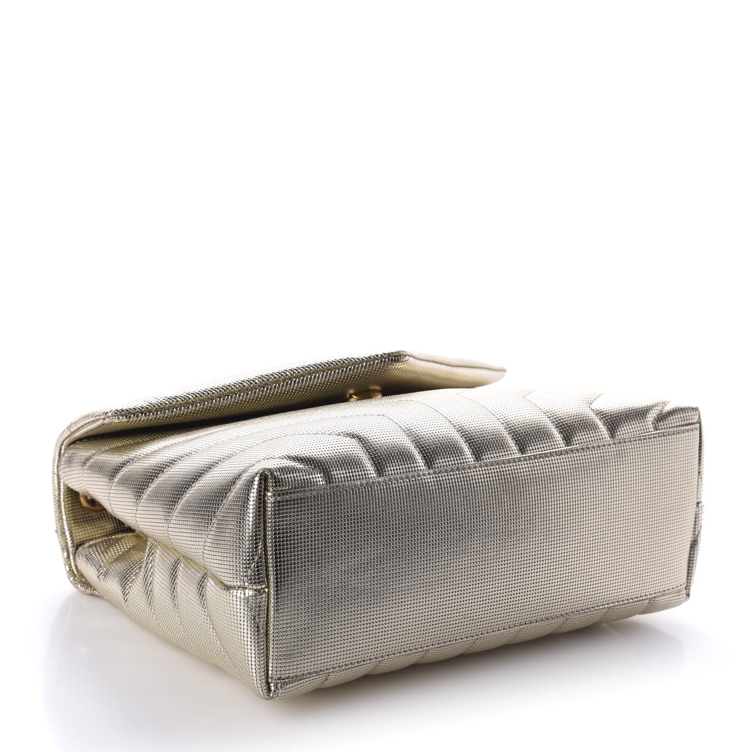 Saint Laurent Metallic Calfskin Y Quilted Small Loulou Monogram Chain Satchel Platino 4 of 11