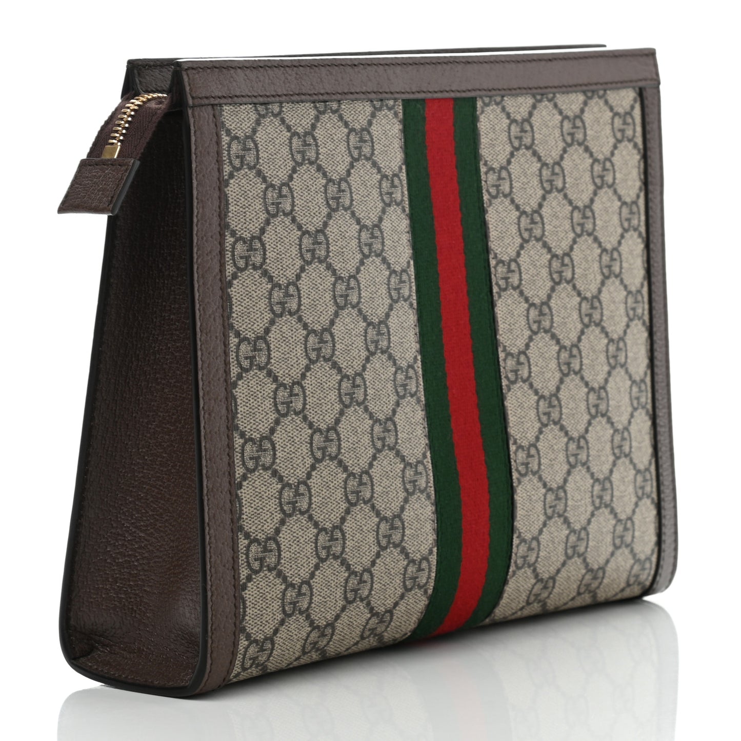 GG Supreme Monogram Web Ophidia Pouch Brown