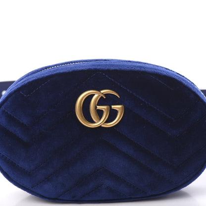 Gucci Velvet Matelasse GG Marmont Belt Bag 75 30 Cobalt Blue 7 of 9