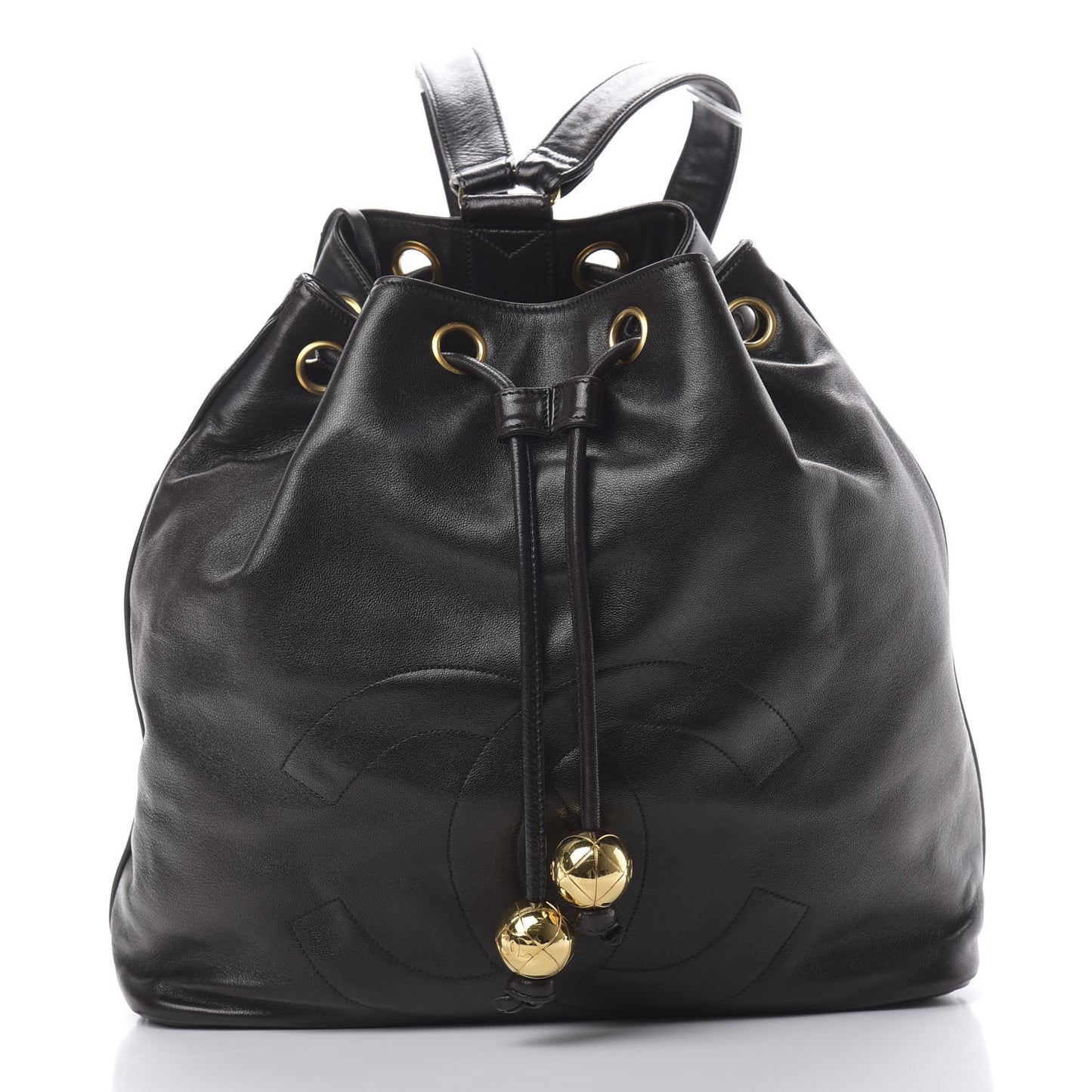 Lambskin CC Drawstring Backpack Black