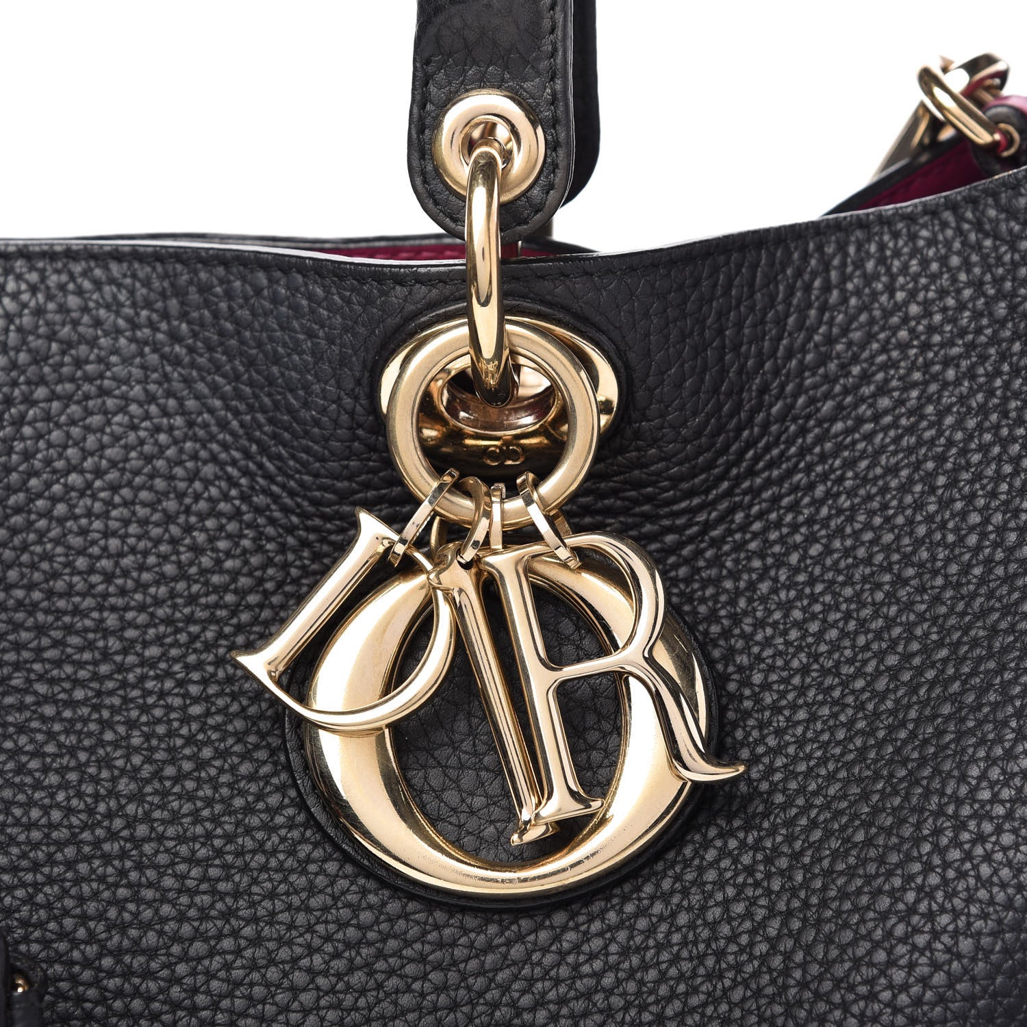 Christian Dior Bullcalf Medium Diorissimo Tote Black Rose Indien 10 of 11
