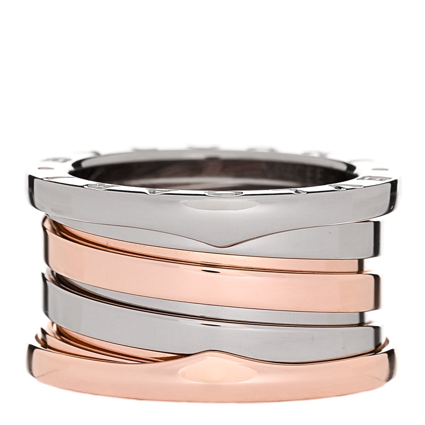 18K Rose White Gold Labyrinth B.Zero1 Four-Band Ring 50 5.25