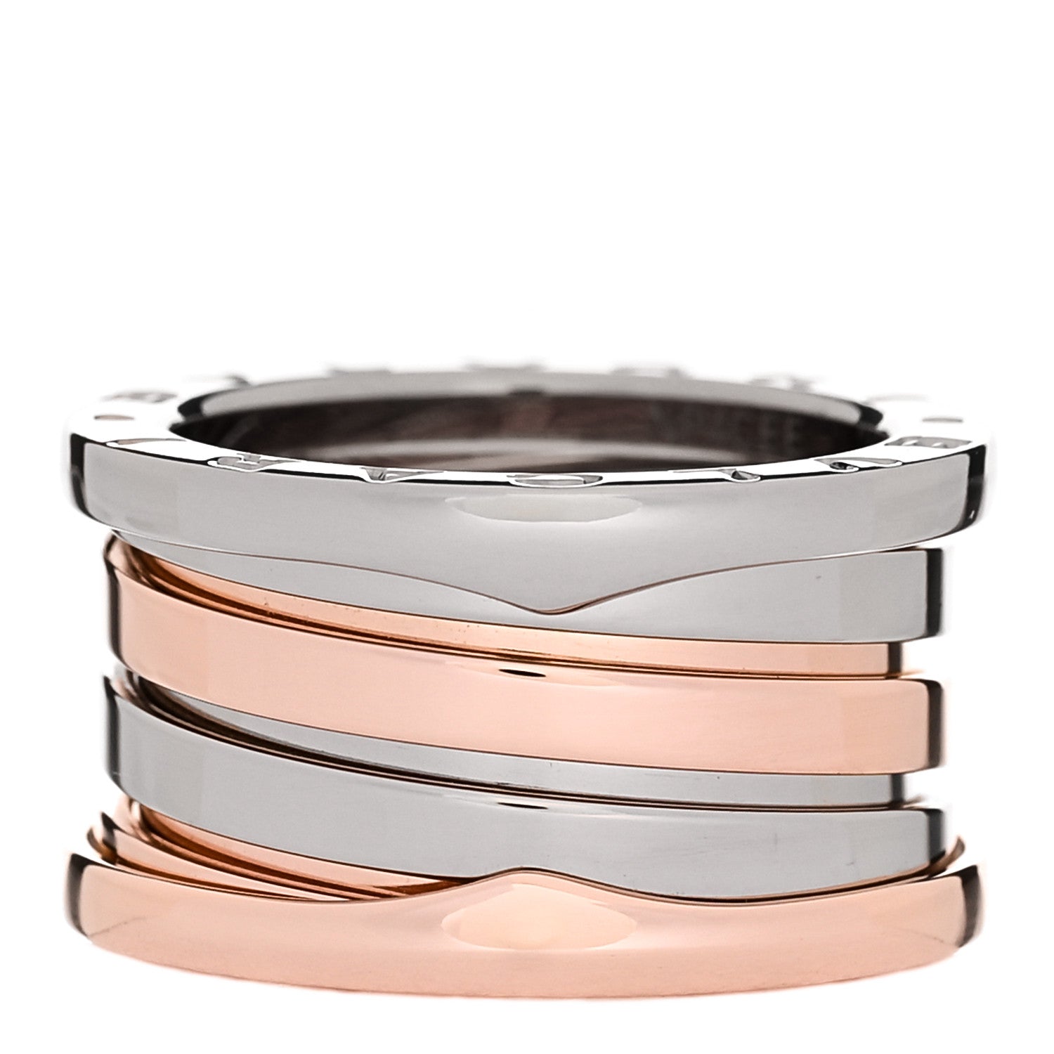 Bulgari 18K Rose White Gold Labyrinth B.Zero1 Four-Band Ring 50 5.25 3 of 7