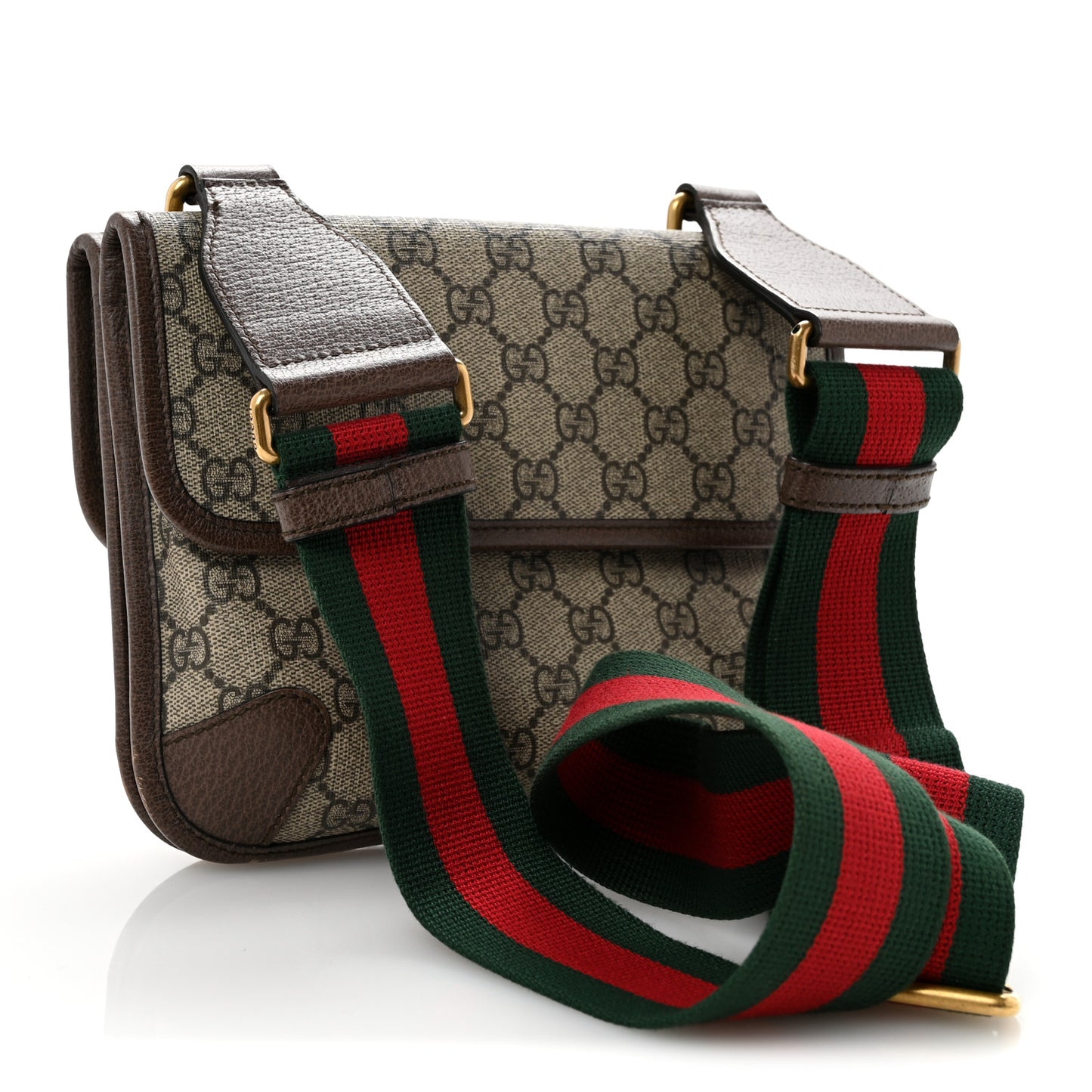 GG Supreme Monogram Web Small Neo Vintage Double Flap Messenger Bag Beige New Acero