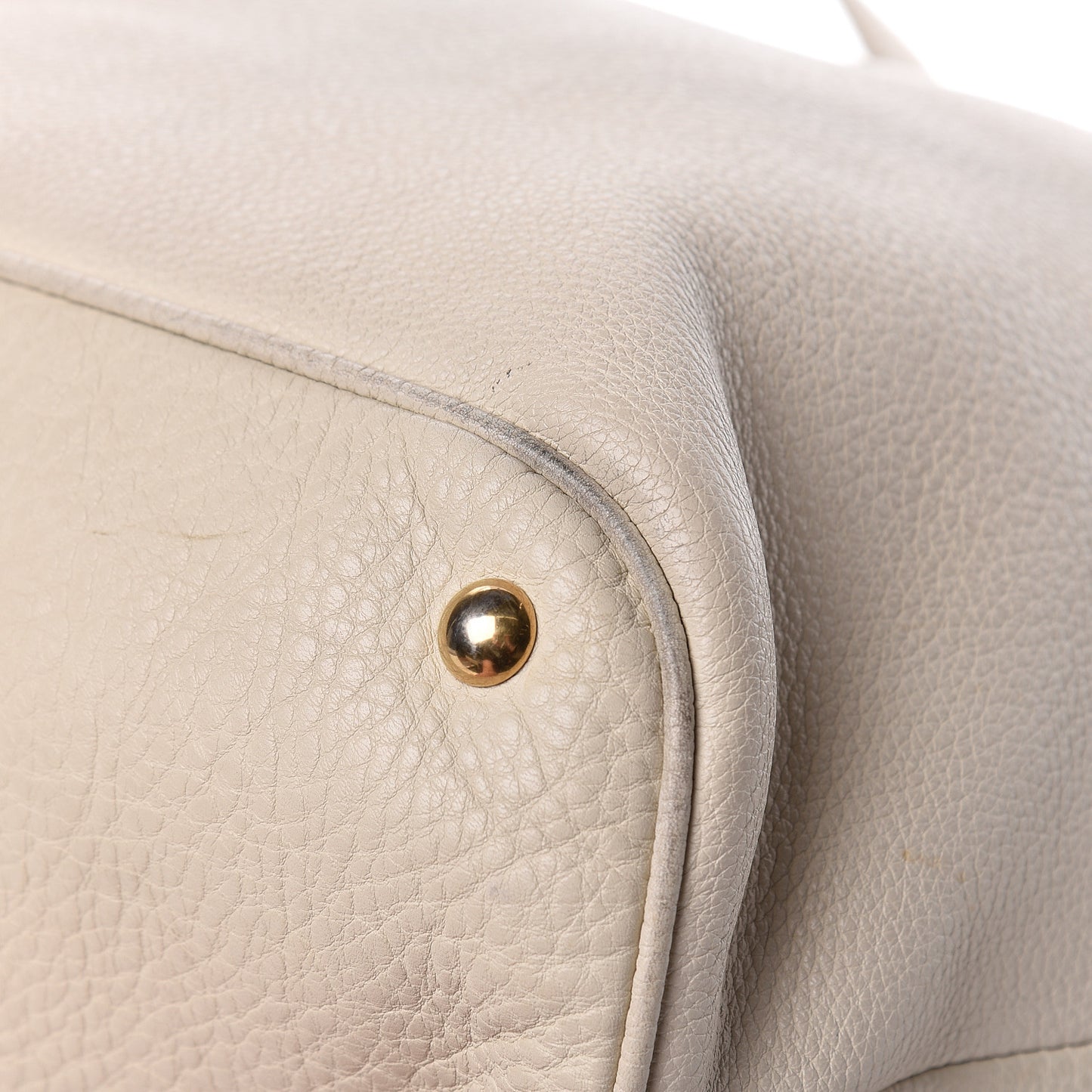 Pebbled Calfskin Twill Medium Top Handle Satchel White
