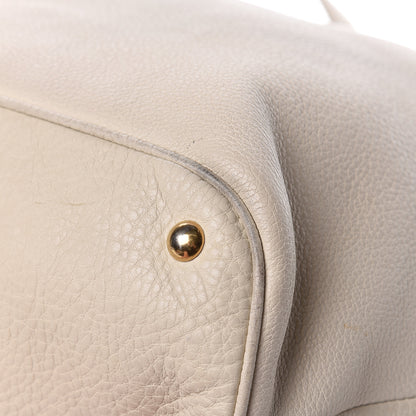 Gucci Pebbled Calfskin Twill Medium Top Handle Satchel White 18 of 25