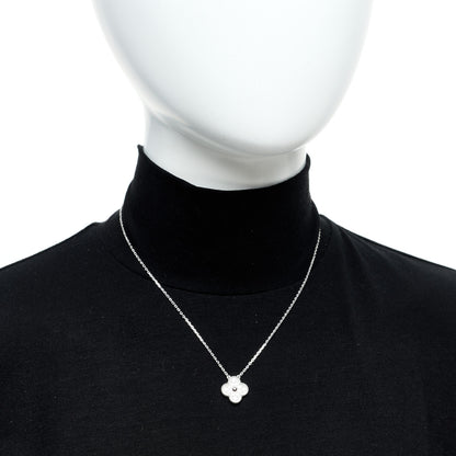 Van Cleef & Arpels 18K White Gold Diamond Vintage Alhambra Pendant Necklace 2 of 5