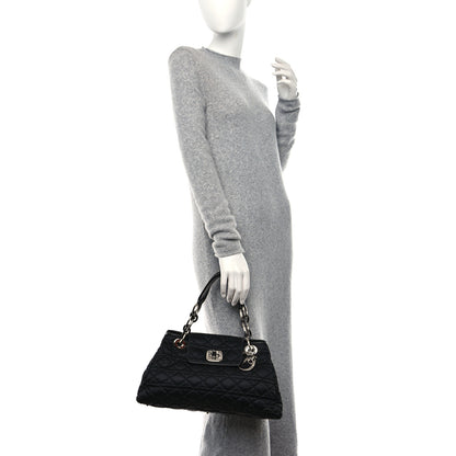 Christian Dior Satin Cannage Charming Lock Flap Shoulder Bag Black 2 of 10