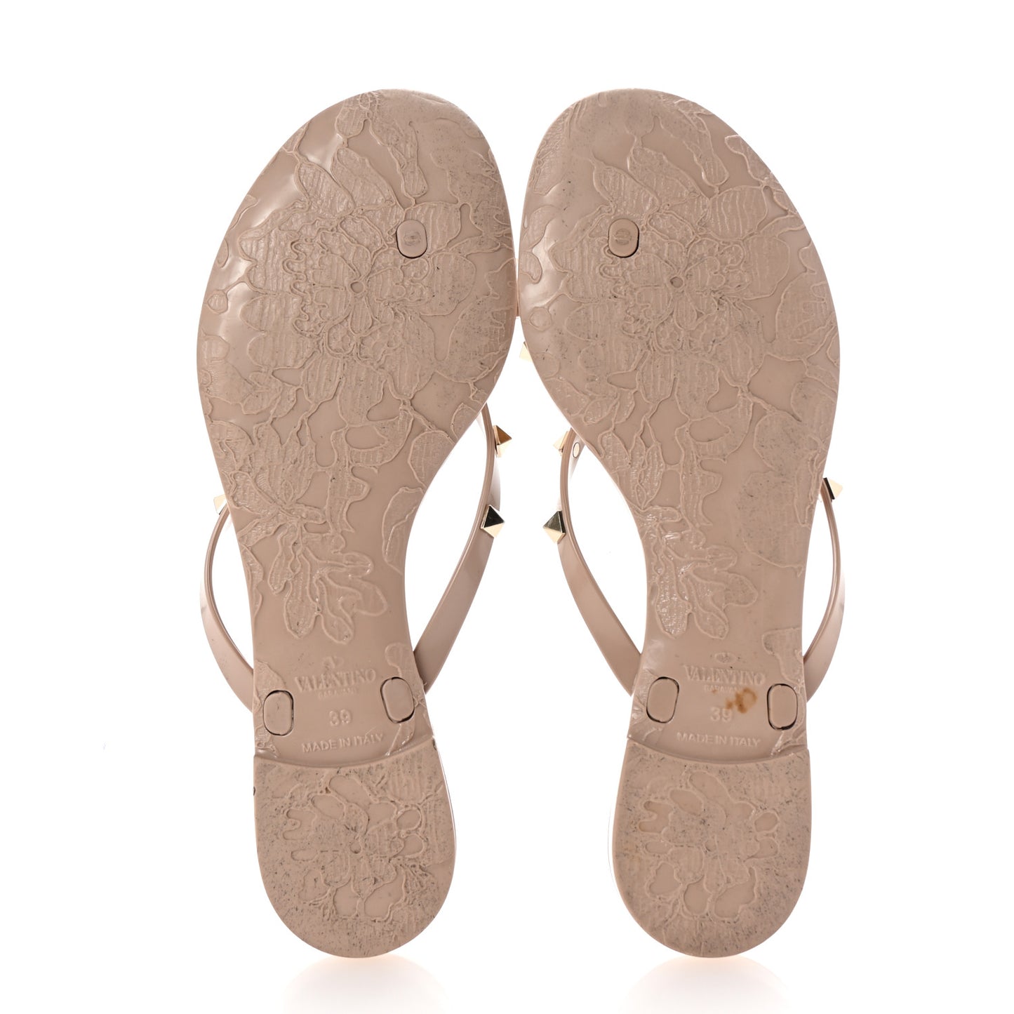 PVC Jelly Rockstud Bow Thong Sandals 39 Poudre