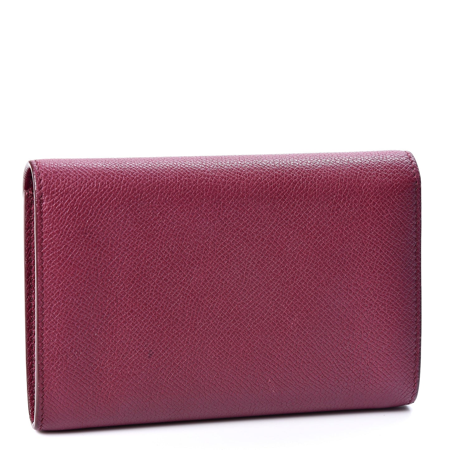 Grained Calfskin Medium Trotteur Multifunction Flap Wallet Plum