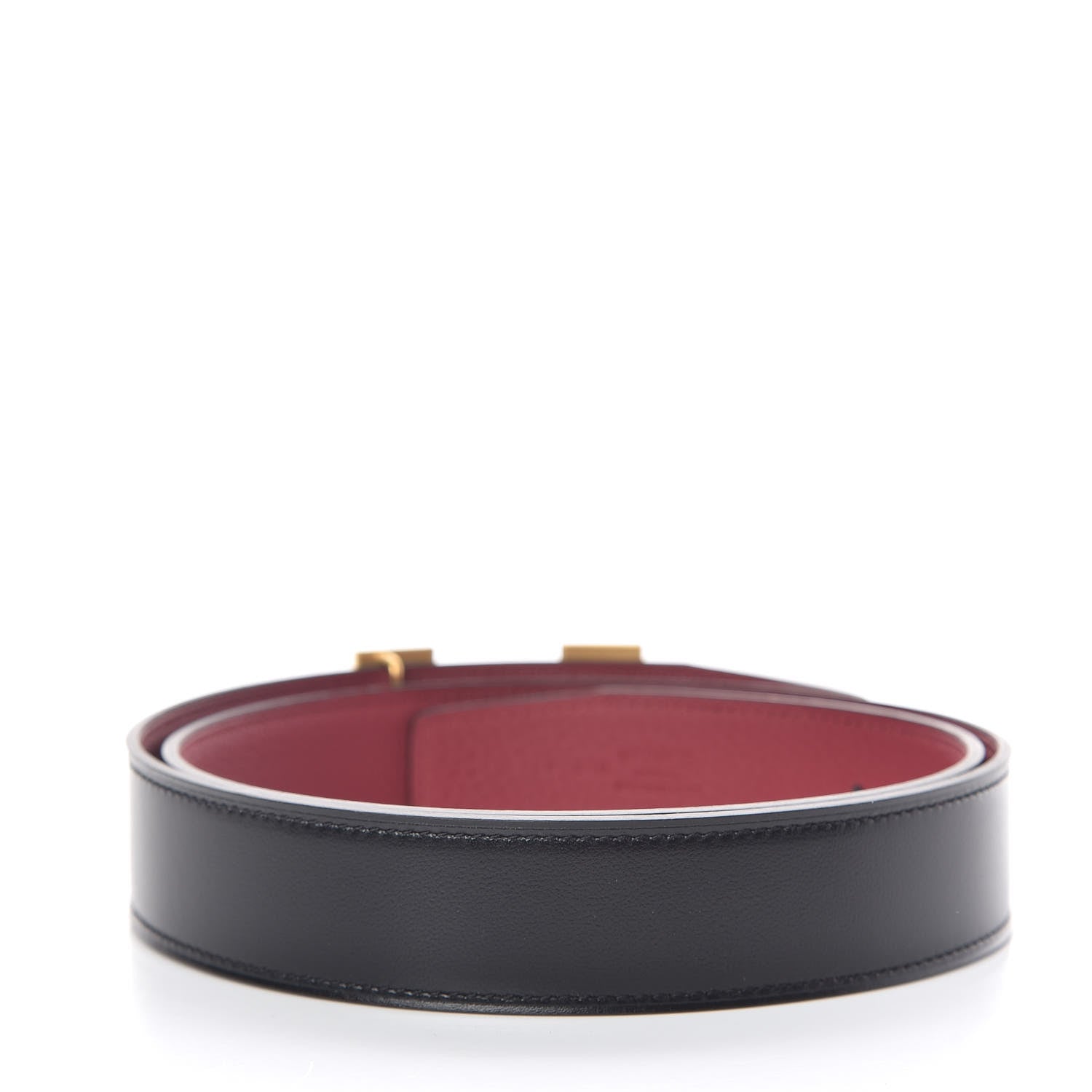 Hermes Box Togo 32mm H Belt 85 Black Rouge Grenat 3 of 6